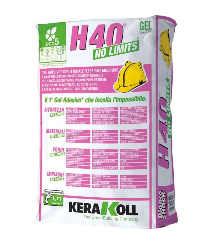 H40 NO LIMITS KERAKOLL GEL-ADESIVO STRUTTURALE FLESSIBILE 25 KG GRIGIO - 1