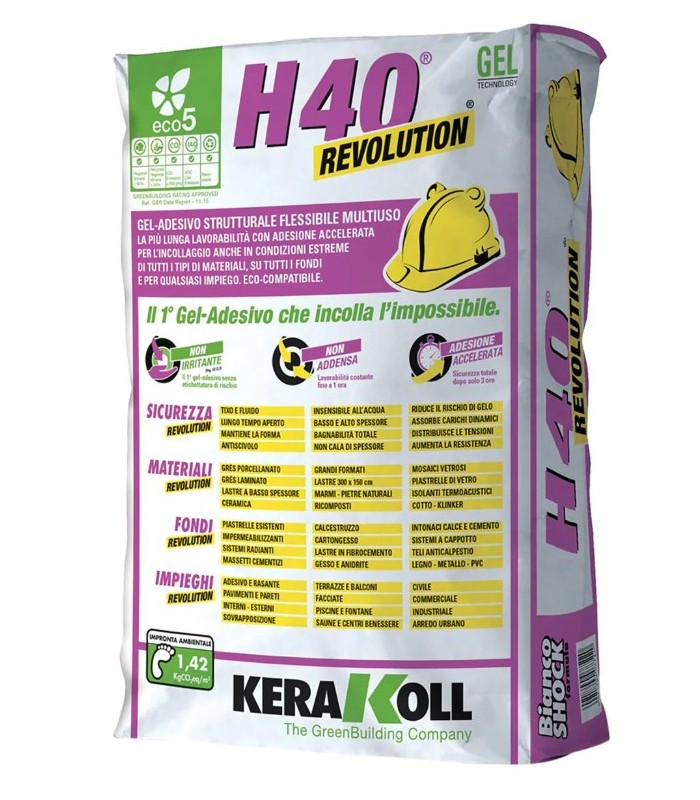 H40 REVOLUTION KERAKOLL GEL-ADESIVO AD ADESIONE ACCELERATA 25 KG GRIGIO - 2