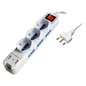 MULTIPRESA IN BLISTER CON INTERRUTTORE 9 POSTI + 2 USB BIANCO GLOBEX
