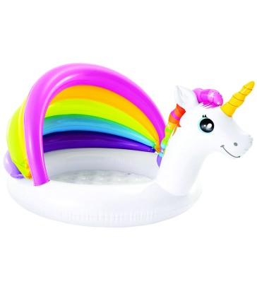 PISCINA GONFIABILE UNICORNO CON PARASOLE ARCOBALENO INTEX - 127x102x69 CM