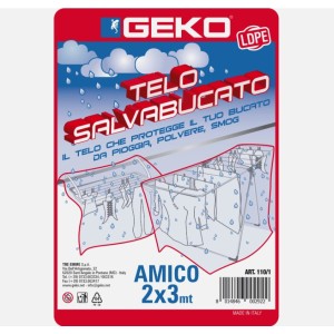 TELO SALVABUCACO POLIETILENE 2X3 METRI GEKO AMICO TELO PROTETTIVO TRASPARENTE