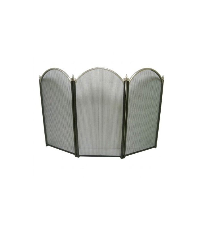 PARASCINTILLE PER CAMINO 3 PANNELLI METALLO TUBOLARE ARGENTO 98,5X1,5X61 CM