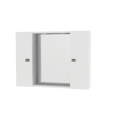 SPECCHIO DA BAGNO PENSILE LACCATO BIANCO 198 A 2 ANTE CON RIPAANI E 2 LUCI E14 CM 77X16XH57