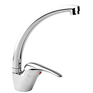 MISCELATORE MONOCOMANDO LAVELLO CANNA ALTA SERIE LUNA IN OTTONE CROMATO