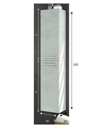 KIT COLONNA BAGNO SOSPESA ARUBA 2 ANTE 150 CM GRIGIO CEMENTO - 1