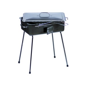 FORNACETTA RETTANGOLARE BARBECUE CM 27X37 IN ACCIAIO CON GAMBE RICHIUDIBILI E SPORTELLO CENERE