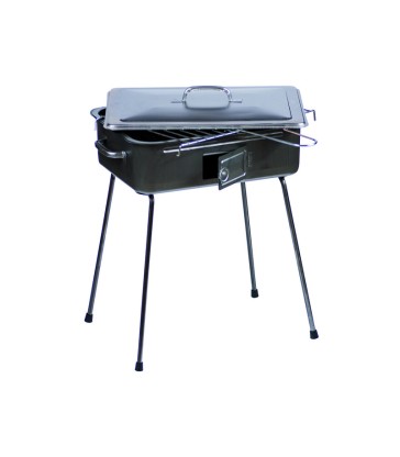 FORNACETTA RETTANGOLARE BARBECUE CM 27X37 IN ACCIAIO CON GAMBE RICHIUDIBILI E SPORTELLO CENERE