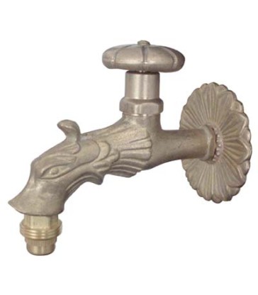 RUBINETTO ARTISTICO A VITE MODELLO LEONE STARS IN OTTONE 1/2 M CON REGGISECCHIO PER FONTANA 