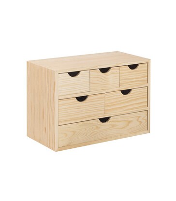 CASSETTIERA MINI 6 CASSETTI 40X20XH28 CM IN PINO GREZZO PEFC - 1