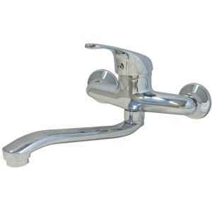 MISCELATORE LAVELLO CUCINA A PARETE IN OTTONE CROMATO CALIPSO UTILIA 32406