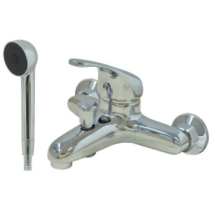 MISCELATORE VASCA DOCCIA ESTERNO CON DOCCETTA UTILIA CALIPSO 32403 IN OTTONE CROMATO