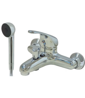 MISCELATORE VASCA DOCCIA ESTERNO CON DOCCETTA UTILIA CALIPSO 32403 IN OTTONE CROMATO