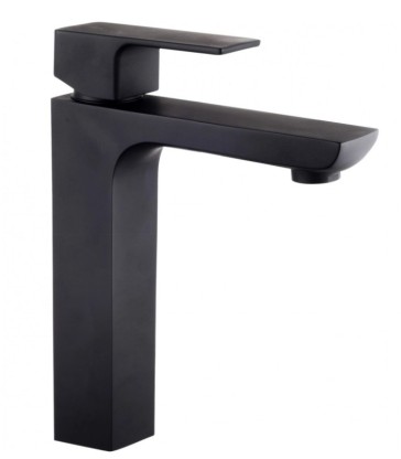 SERIE ELEGANT GRUPPO LAVABO MISCELATORE NERO OPACO IN OTTONE Scarico automatico 1 ¼
