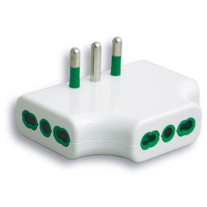 SET 3 PEZZI ADATTATORE TRIPLO PIATTO FANTON 22974 SPINA 16A 3 PRESE BIPASSO