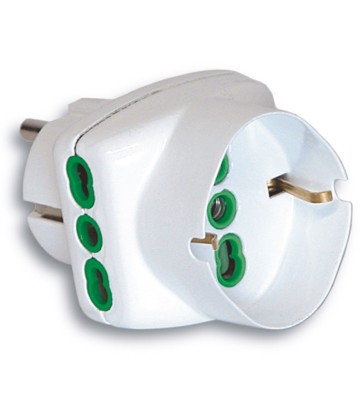 ADATTATORE TRIPLO FANTON 22973 SPINA SCHUKO 2 PRESE BIPASSO E 1 SCHUKO