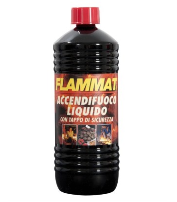 KIT 3 PEZZI ACCENDIFUOCO LIQUIDO FLAMMAT 1 L PER BARBECUE E CAMINI