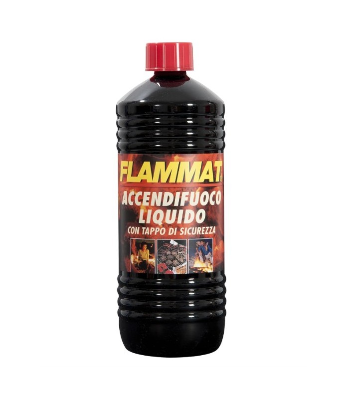 KIT 3 PEZZI ACCENDIFUOCO LIQUIDO FLAMMAT 1 L PER BARBECUE E CAMINI