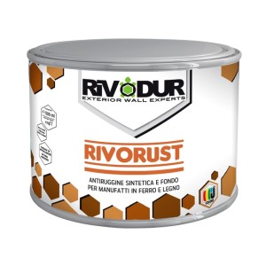 FONDO E ANTIRUGGINE SINTETICA PER FERRO E LEGNO RIVORUST RIVODUR GRIGIO 0,5 L - J COLORS