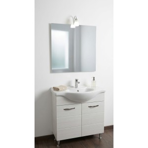 MOBILE BAGNO A TERRA ANTONELLA 2 ANTE 82 CM BIANCO PORTUNA CON LAVABO E SPECCHIO CON LUCE