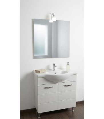MOBILE BAGNO A TERRA ANTONELLA 2 ANTE 82 CM BIANCO PORTUNA CON LAVABO E SPECCHIO CON LUCE
