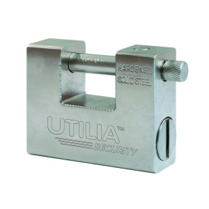 LUCCHETTO ANTISCASSO MONOBLOCCO 94 MM IN ACCIAIO CON 5 CHIAVI UTILIA SECURITY