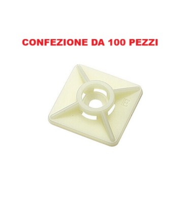 BASETTA ADESIVA BIDIREZIONALE PER FASCETTE 19X19 MM IN ABS ELEMATIC CONFEZIONE DA 100 PEZZI