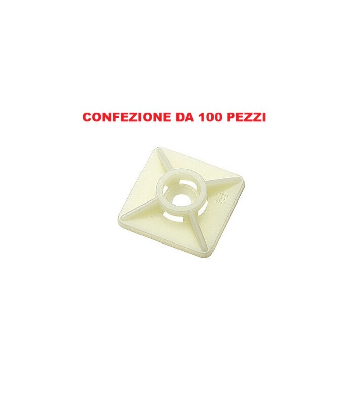 BASETTA ADESIVA BIDIREZIONALE PER FASCETTE 19X19 MM IN ABS ELEMATIC CONFEZIONE DA 100 PEZZI