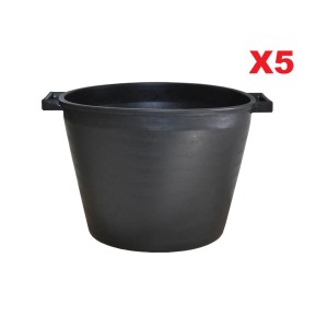 CASSA TONDA PER MACERIE EDILIZIA 45 LITRI D 48XH34 CM NERO IN POLIETILENE CON MANICI SET 5 PEZZI