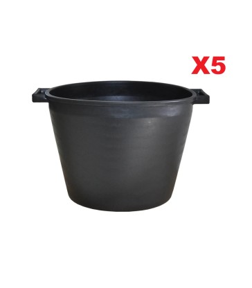 CASSA TONDA PER MACERIE EDILIZIA 45 LITRI D 48XH34 CM NERO IN POLIETILENE CON MANICI SET 5 PEZZI