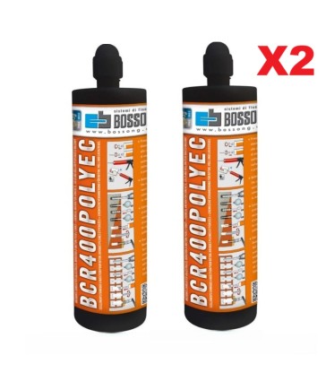 BOSSONG ANCORANTE CHIMICO BCR 400 POLY EC RESINA POLIESTERE SENZA STIRENE 400 ML - SET 2 PEZZI
