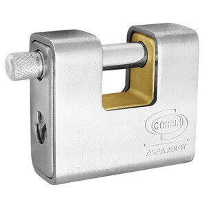 LUCCHETTO CORAZZATO PER SERRANDA CORBIN PL211 IN OTTONE 91MM CON 3 CHIAVI