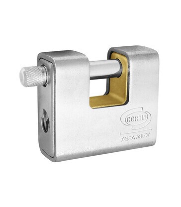 LUCCHETTO CORAZZATO PER SERRANDA CORBIN PL211 IN OTTONE 91MM CON 3 CHIAVI