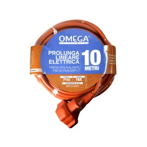 PROLUNGA LINEARE ELETTRICA 10 METRI OMEGA PRESA POLIVALENTE P40 SCHUKO/2P+T MAX 3500W