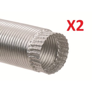 SET 2 PEZZI TUBO FLESSIBILE ESTENSIBILE ALLUMINIO Ø 100 MM - DA 80 CM A 3 MT