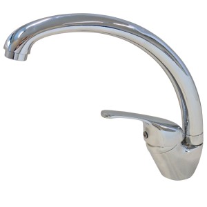MISCELATORE LAVELLO A CANNA ALTA CALIPSO CUCINA IN OTTONE CROMATO
