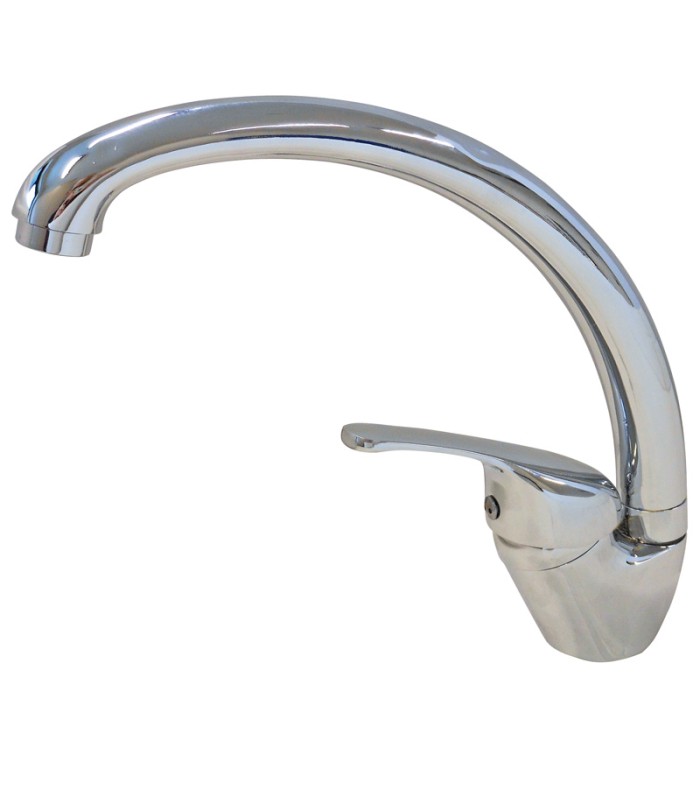 MISCELATORE LAVELLO A CANNA ALTA CALIPSO CUCINA IN OTTONE CROMATO - 2